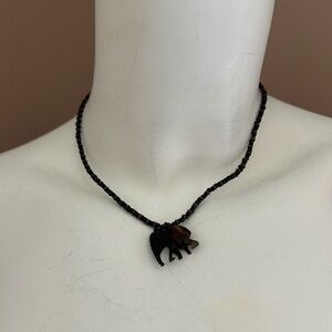 4/$100 Elephant Pendant Beaded Necklace - Black and Brown 🐘